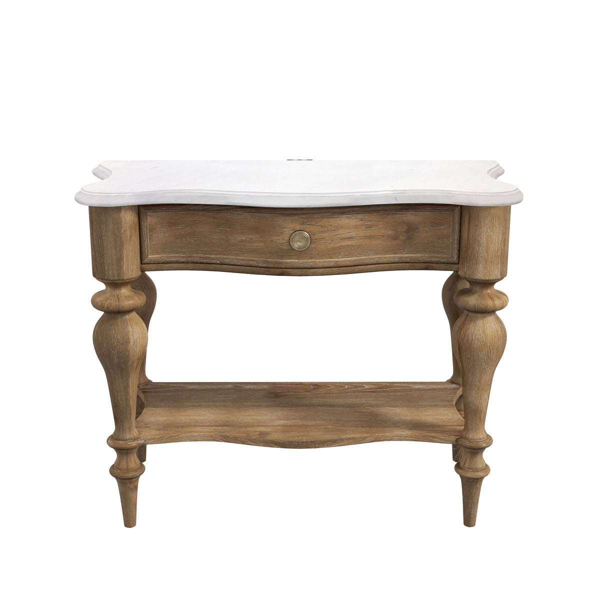 a wooden table with a white top