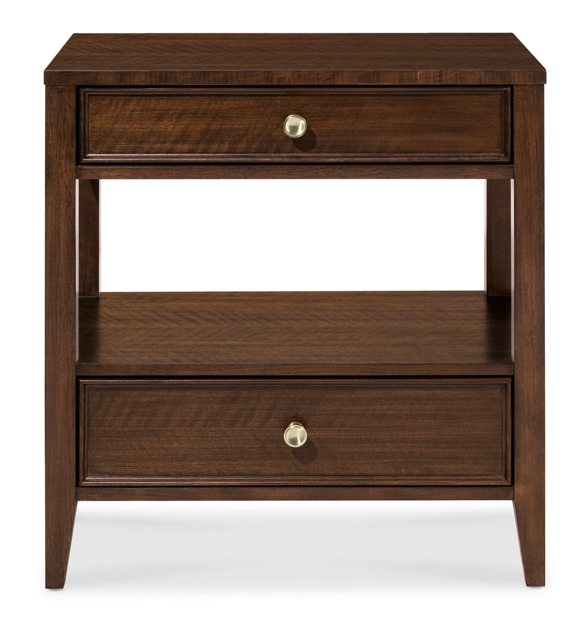 a brown nightstand with drawers