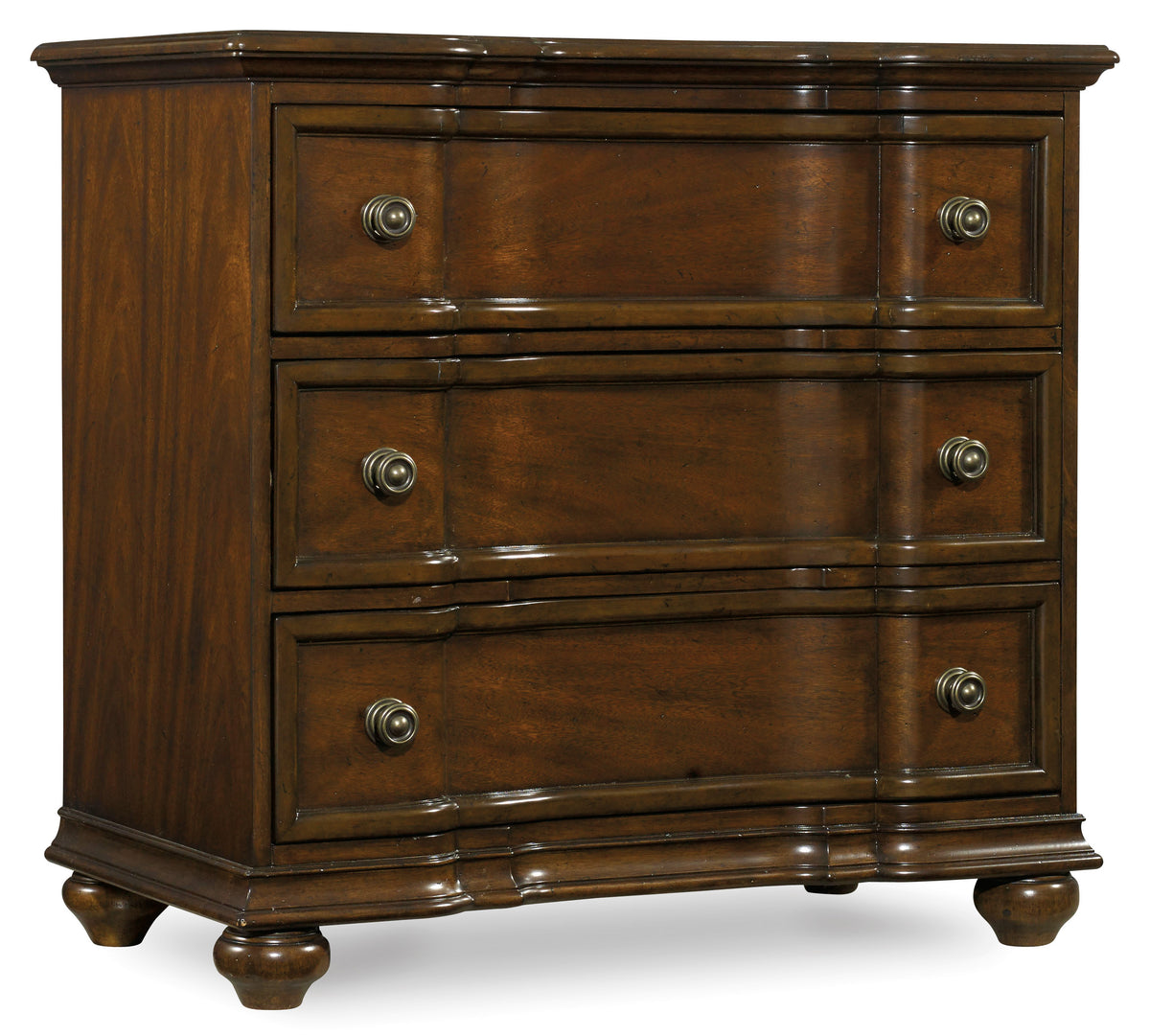 a brown dresser with four drawers