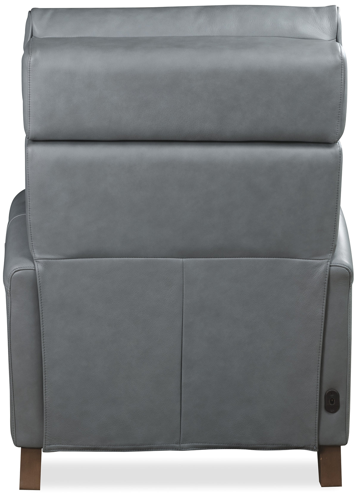 a grey leather recliner chair