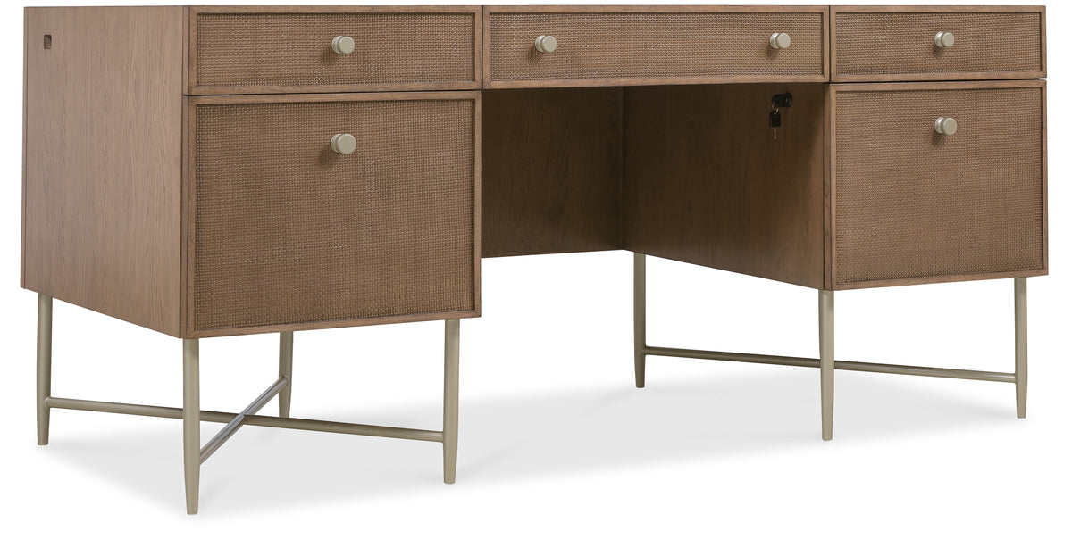 a desk with drawers and a white surface
