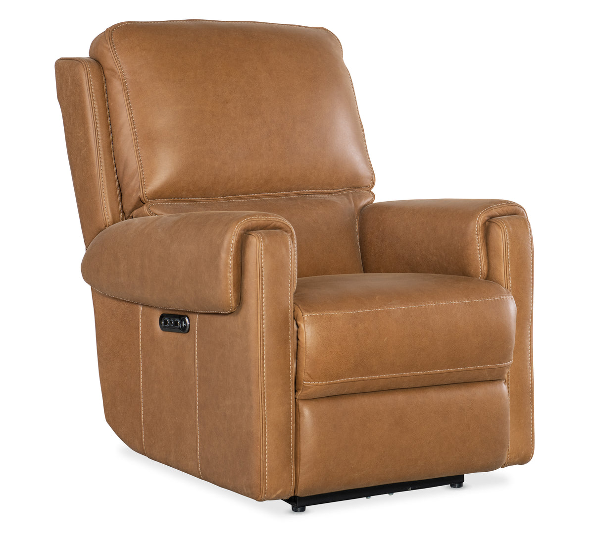 a brown leather recliner chair