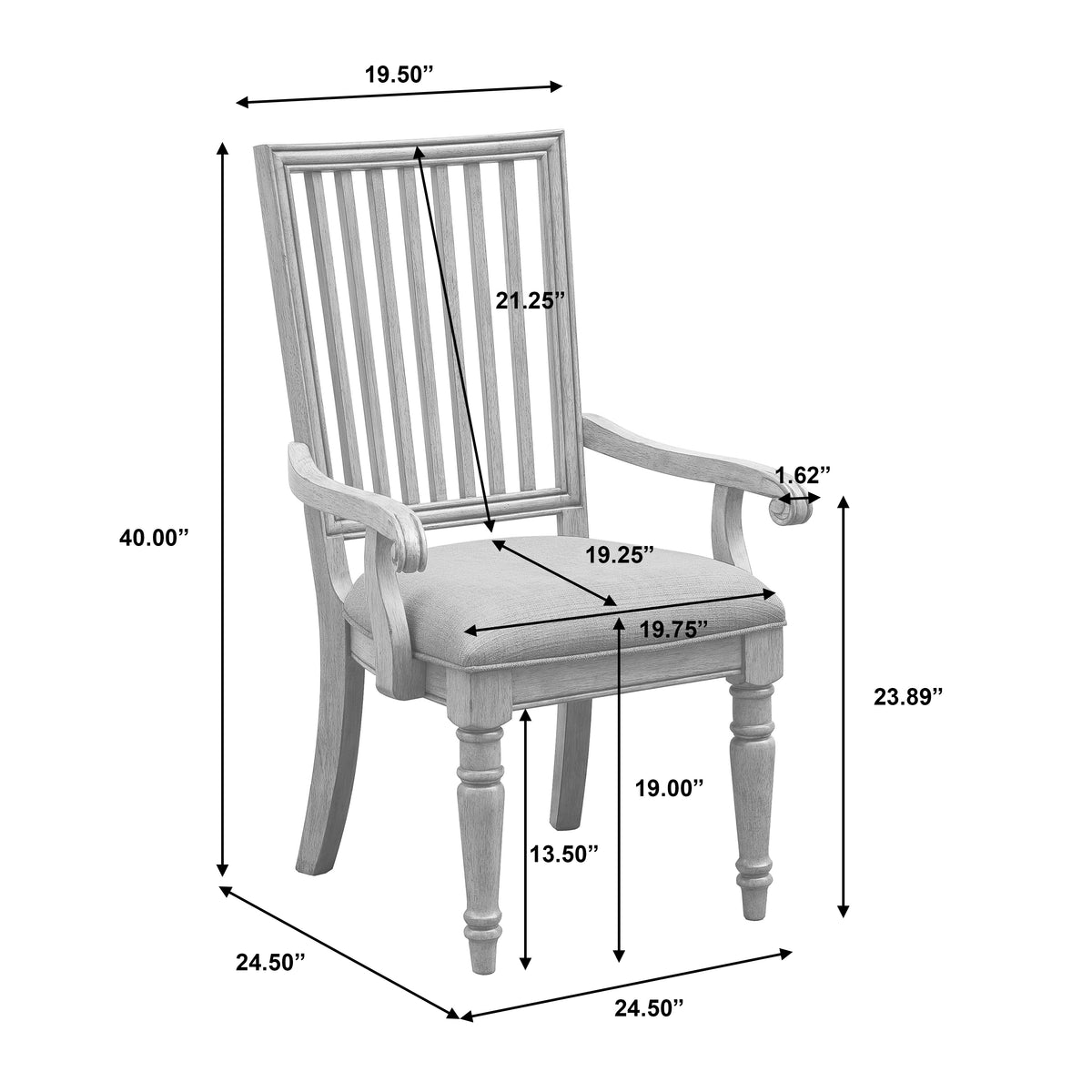a chair with measurements