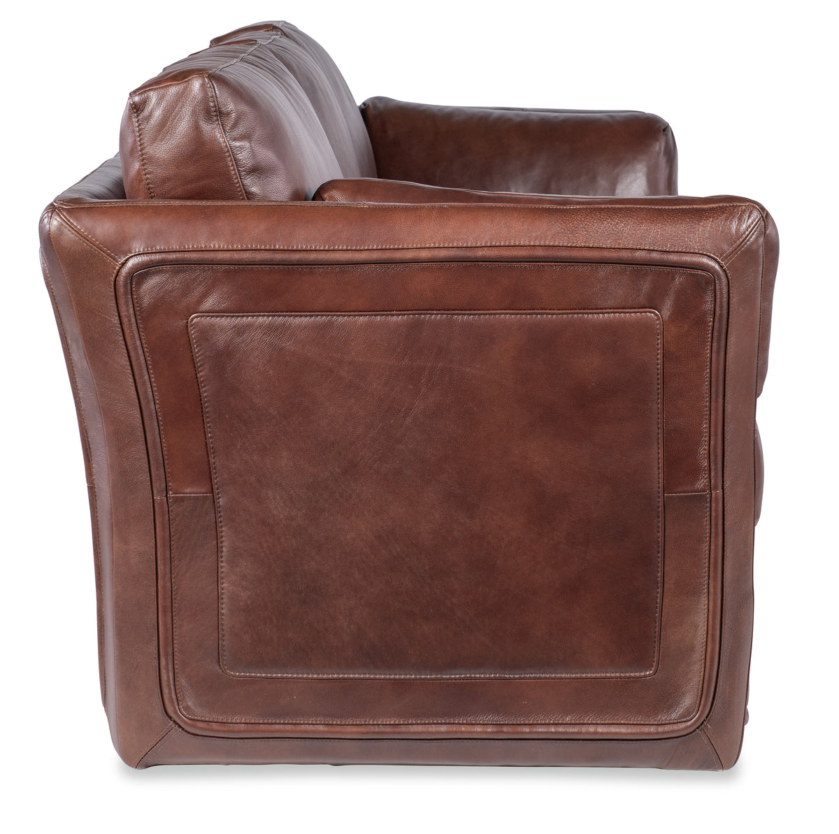 the back of a brown leather couch