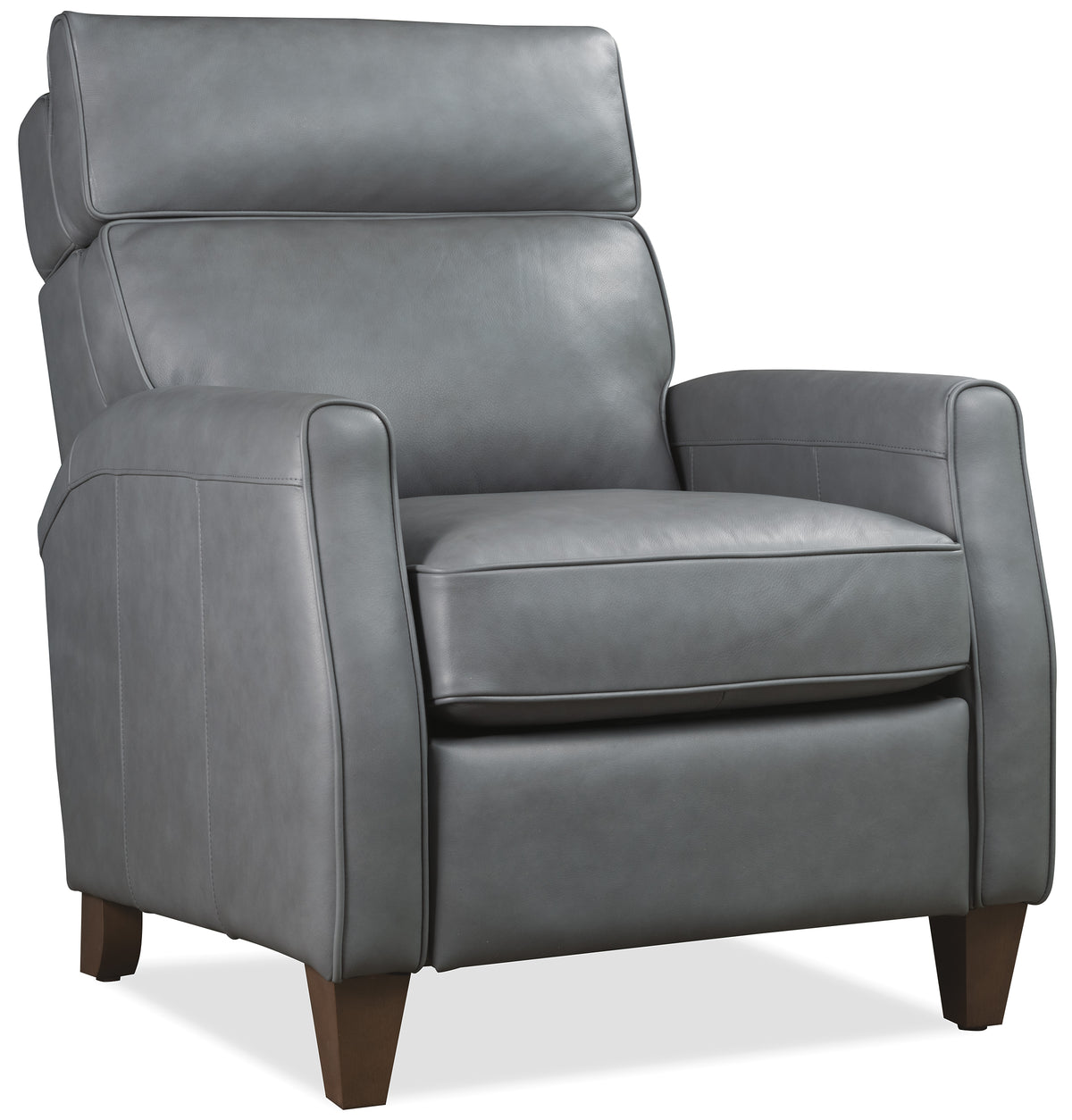 a grey leather recliner chair