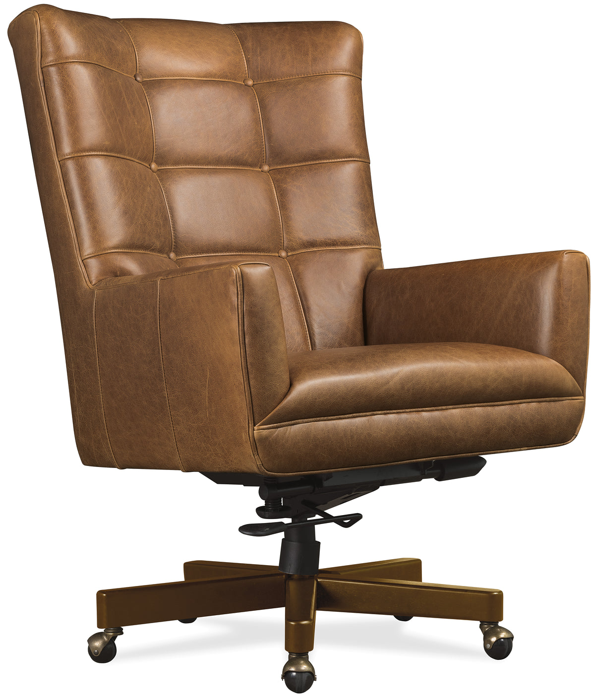 a brown leather office chair