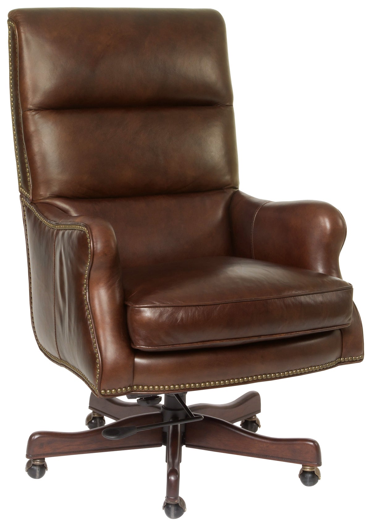 a brown leather office chair