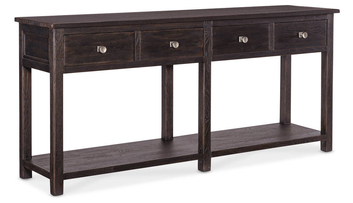 a black table with drawers