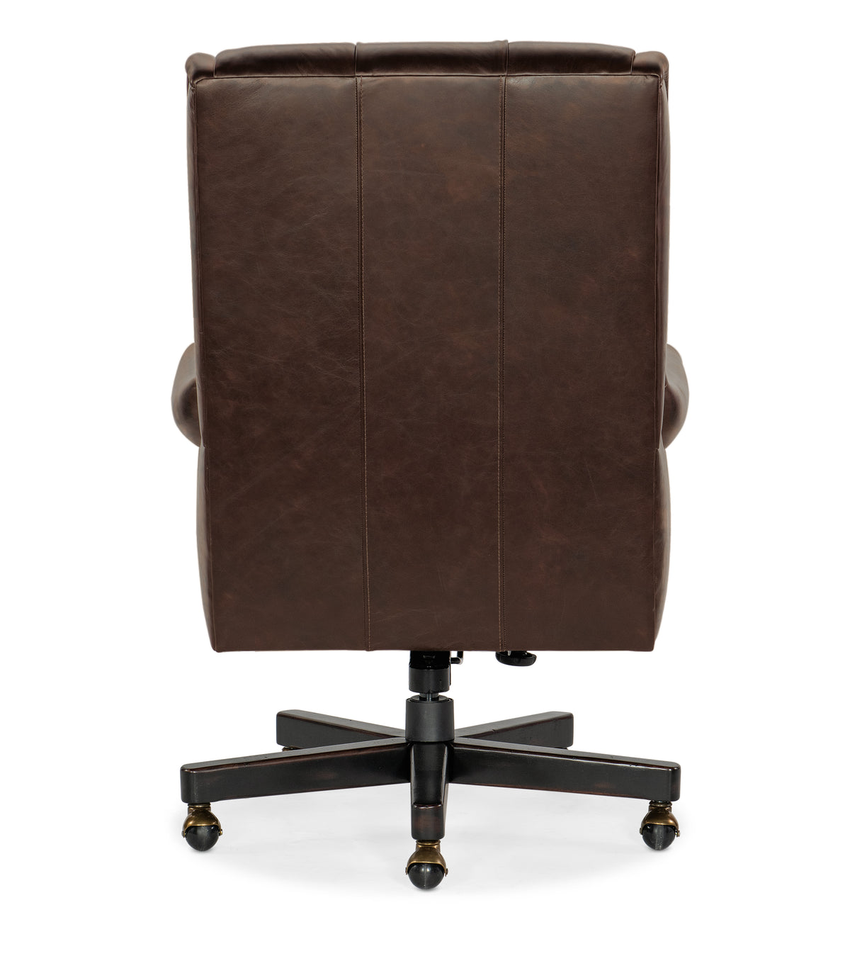 a brown office chair with wheels