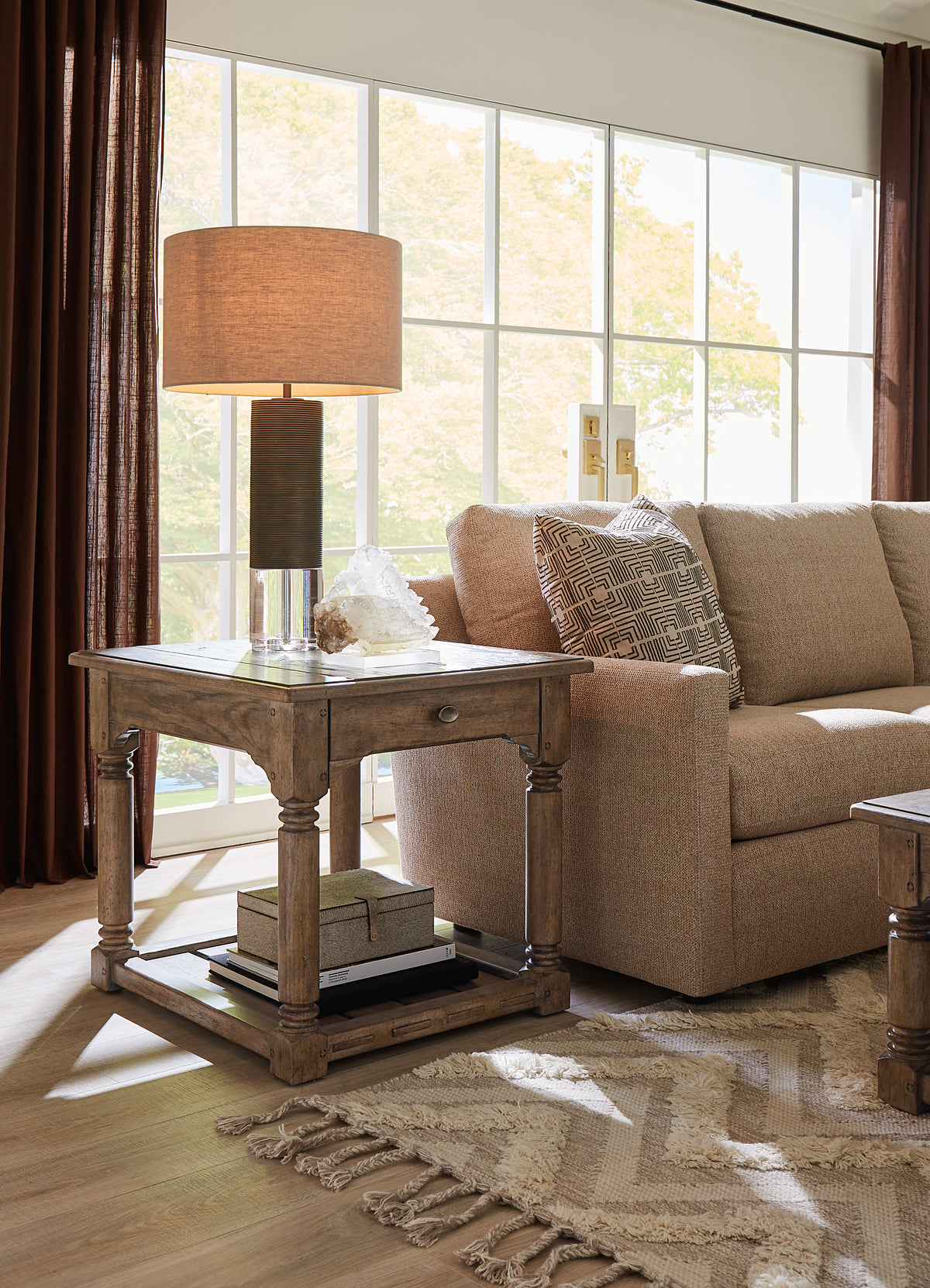 a couch and lamp in a living room