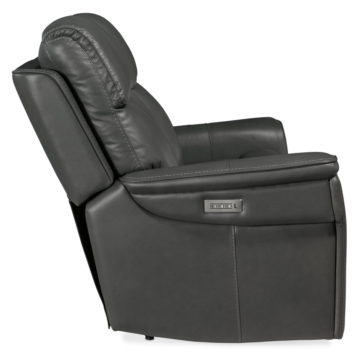 a black recliner with a white background