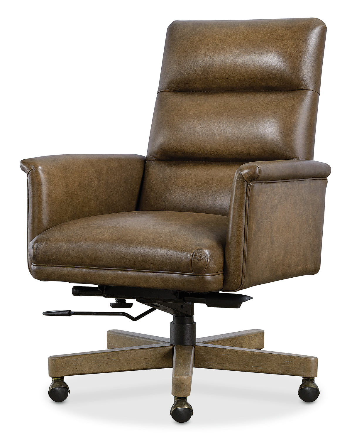 a brown leather office chair