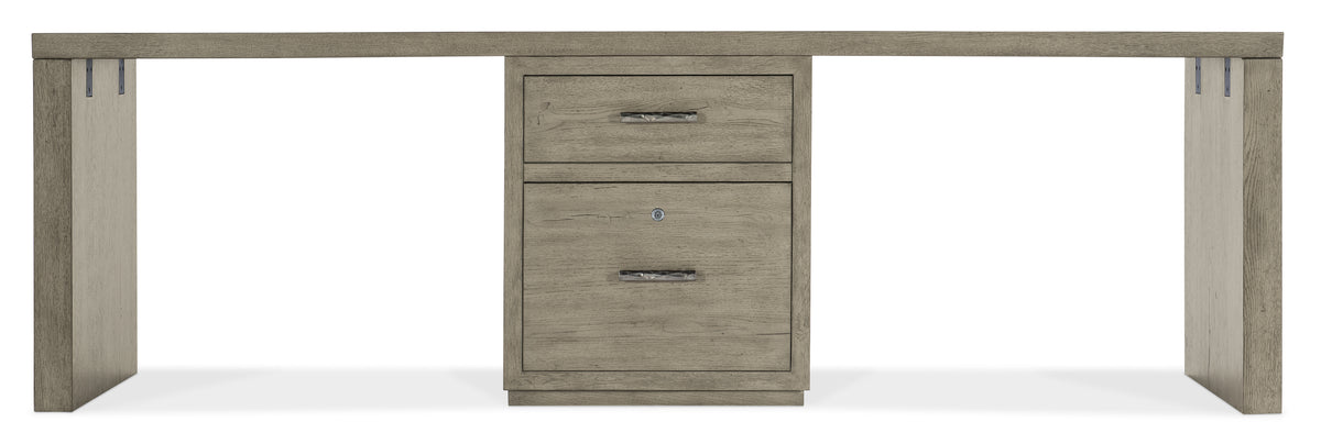 a wooden desk with two drawers