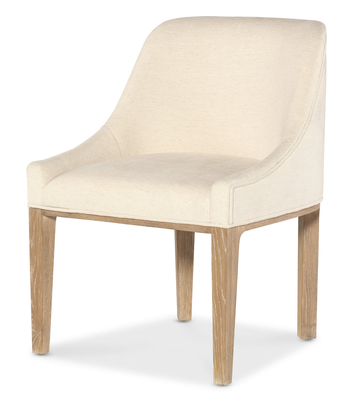 a white chair with wooden legs