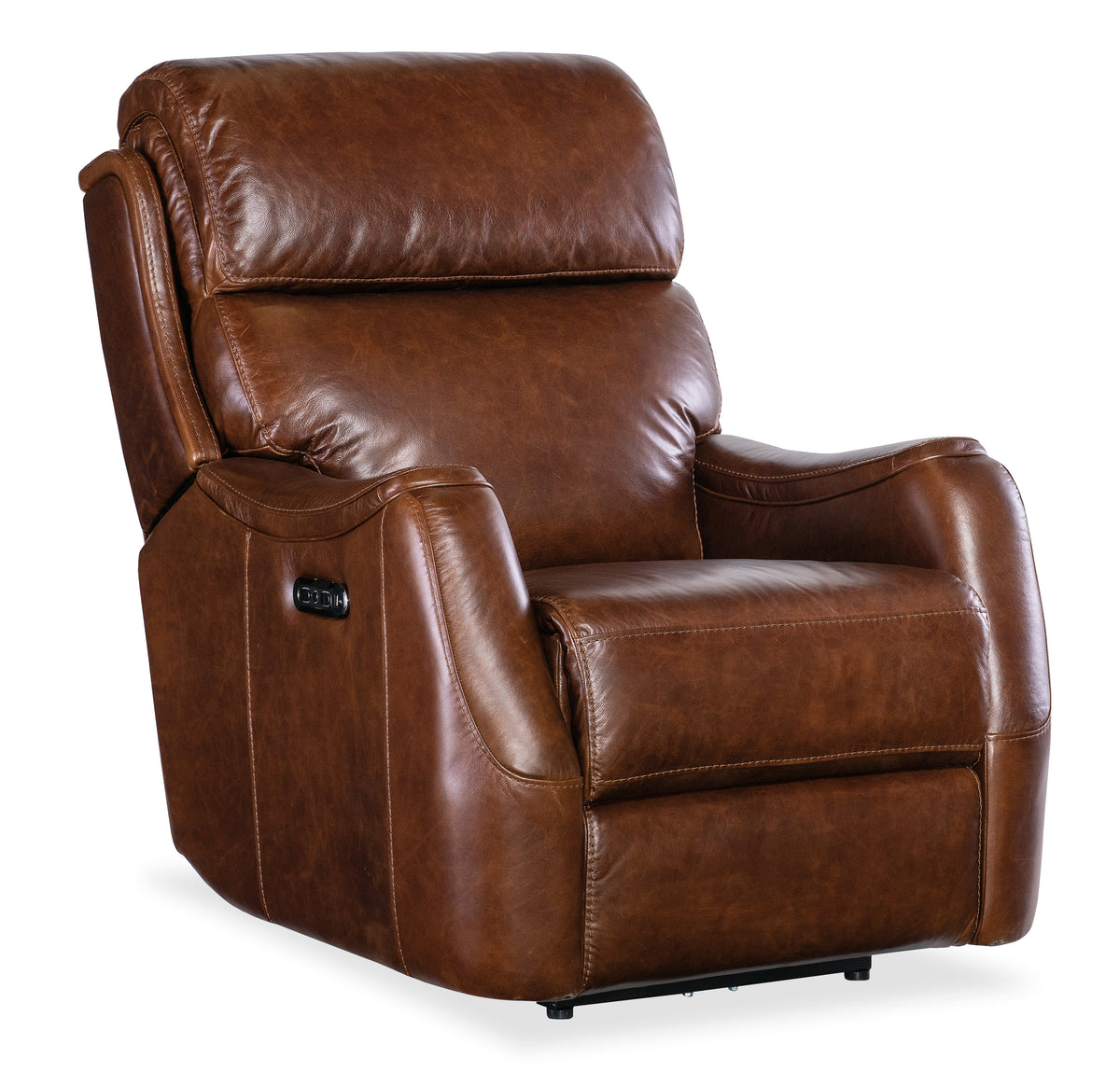 a brown leather recliner chair