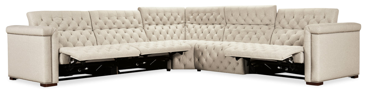a white couch with a recliner