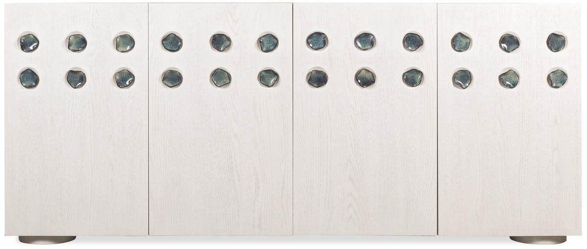 a white wood panel with black stones