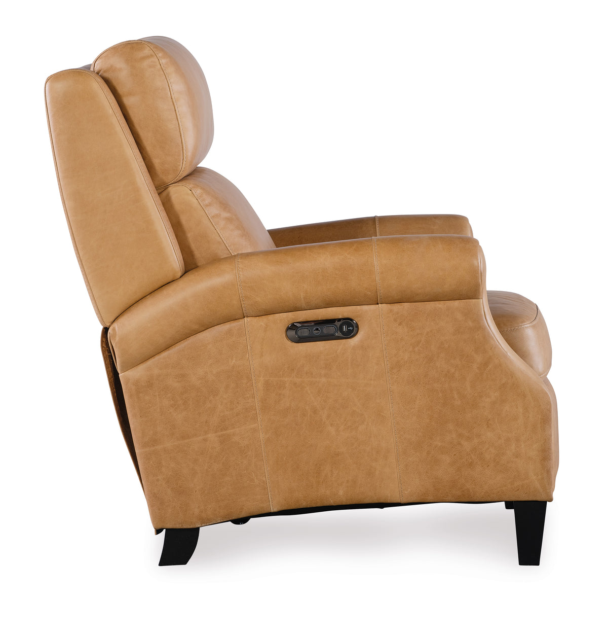 a brown leather recliner chair