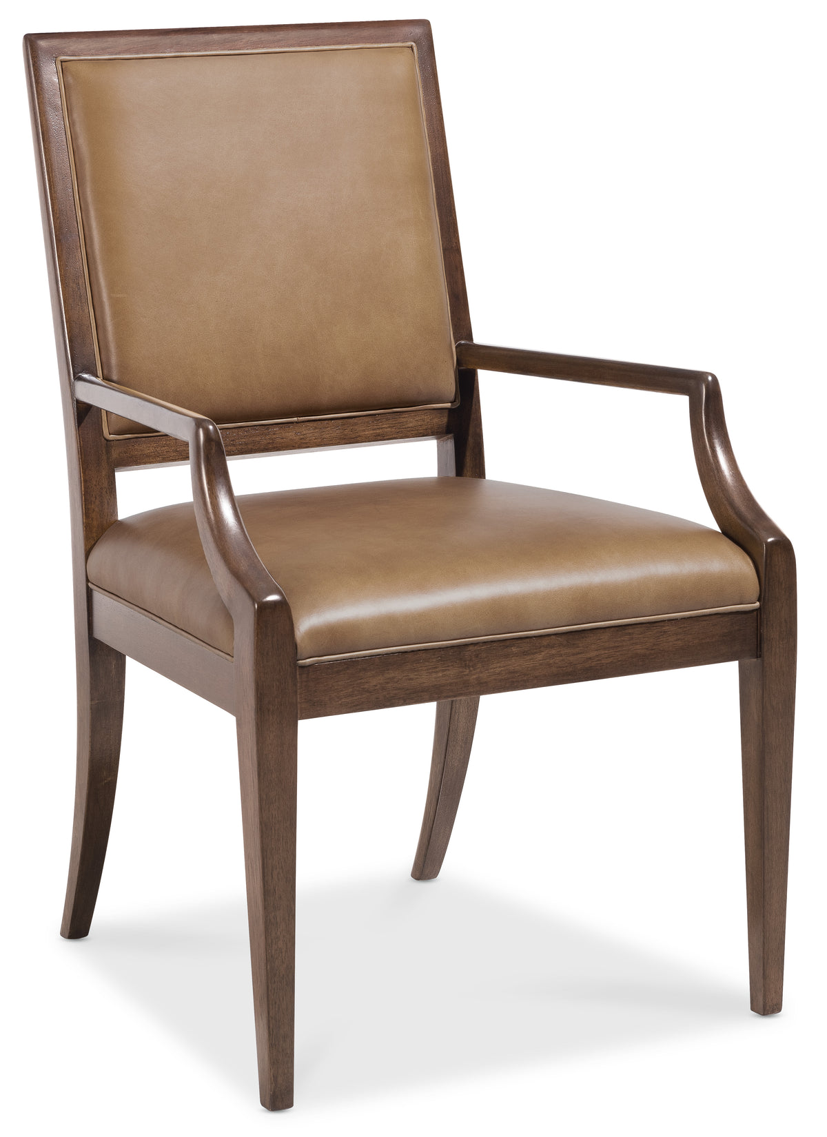 a brown chair with armrests