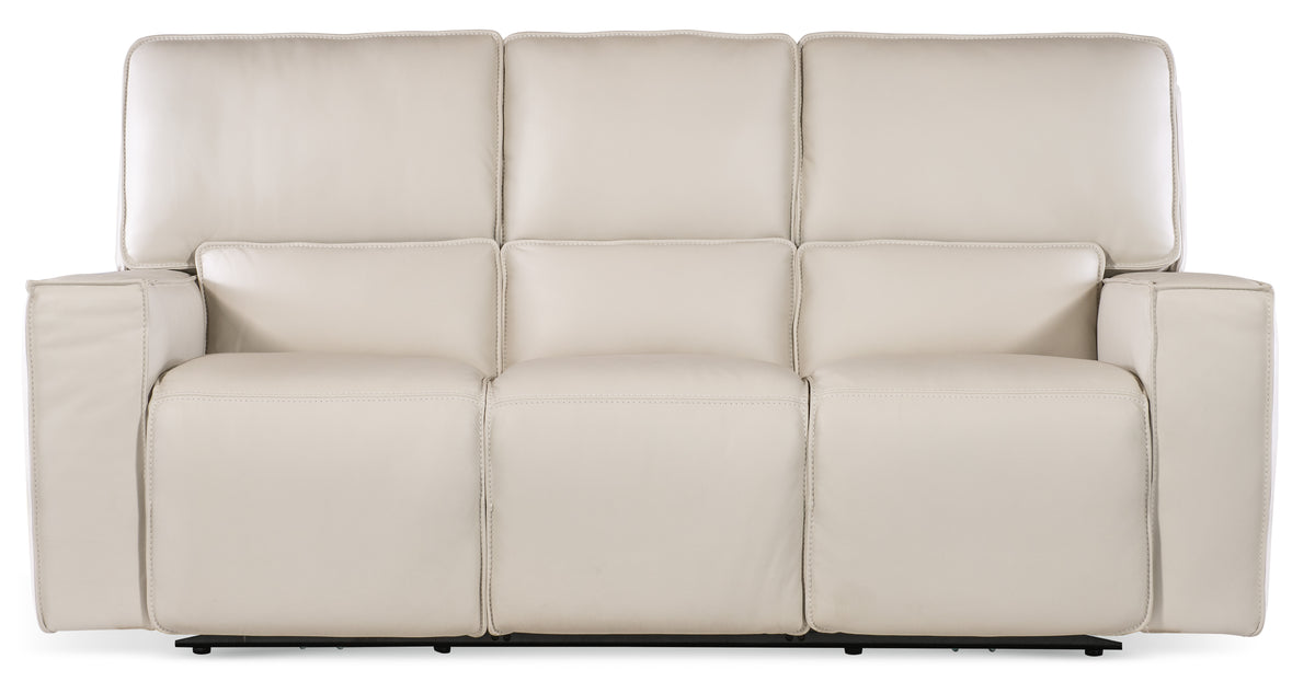 a white couch with black legs