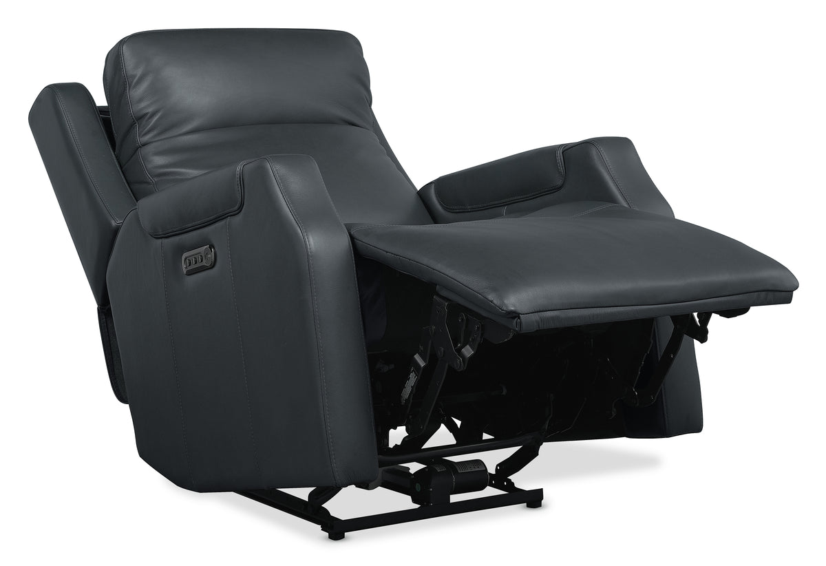 a black recliner with a white background