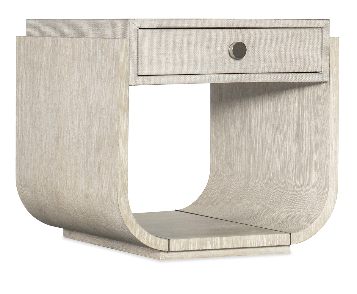a white table with a drawer
