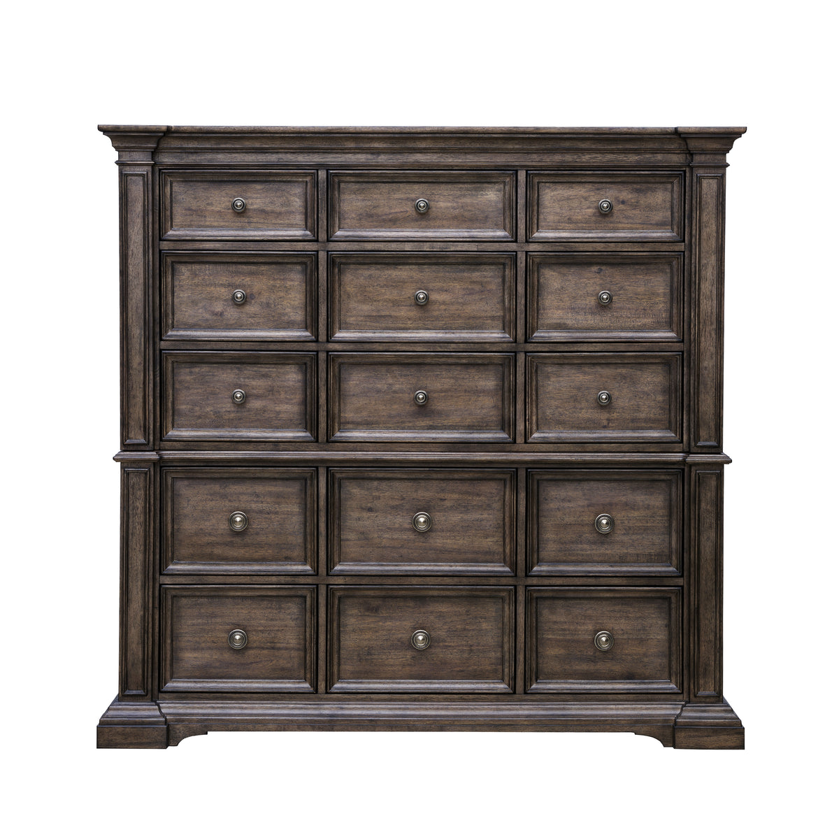 a wooden dresser with drawers