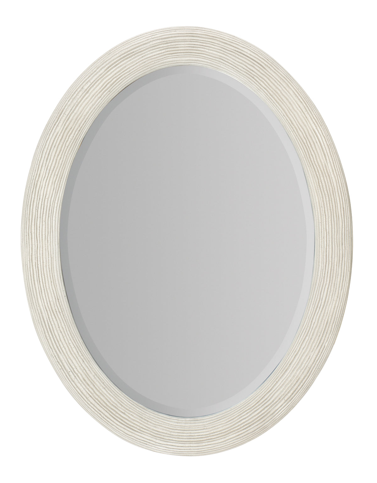 a white oval mirror with a white frame