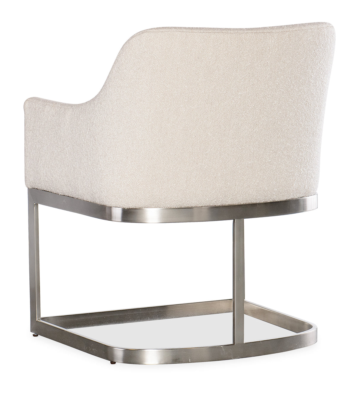 a white chair with silver legs