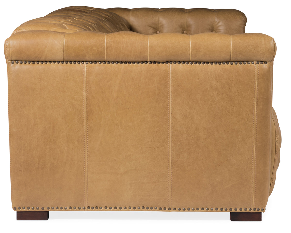 the back of a brown leather couch