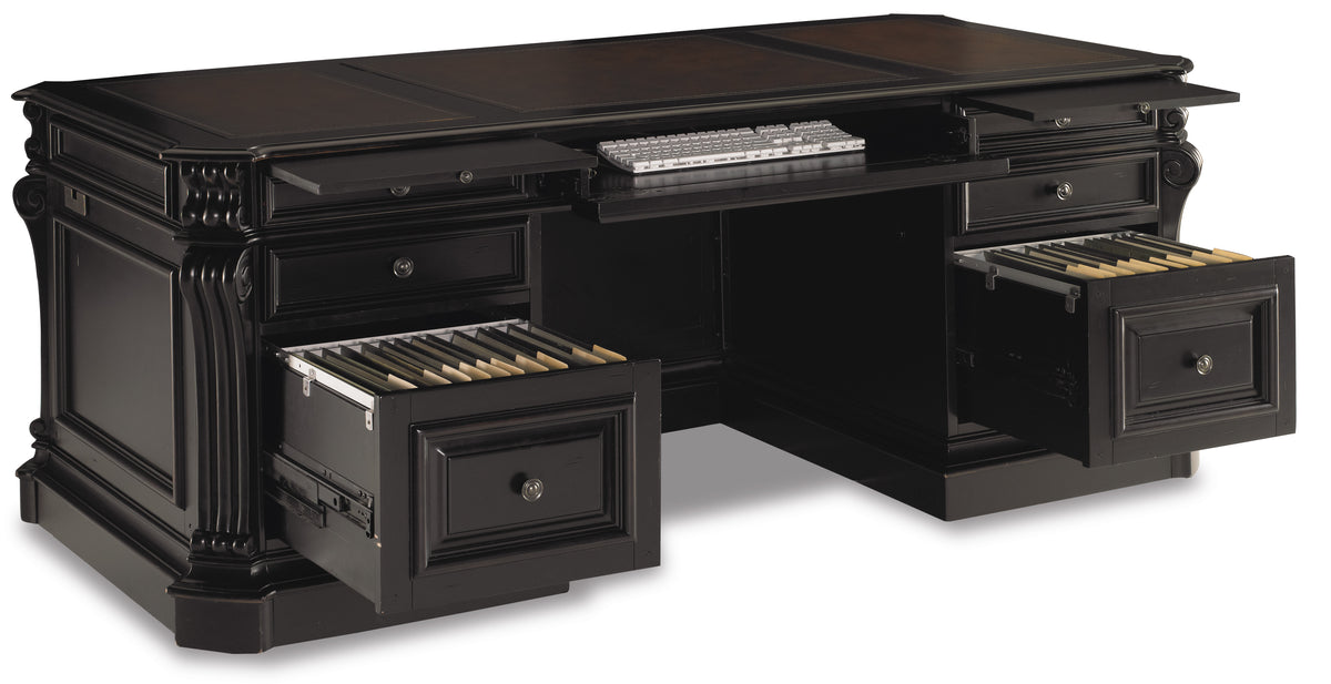 a black desk with drawers