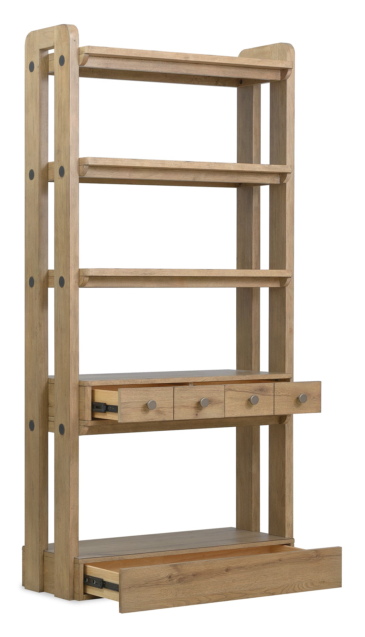 a wooden shelf with drawers