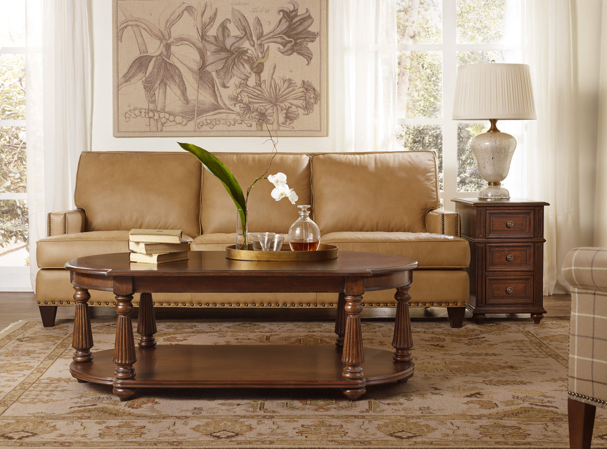 a living room with a couch and a coffee table