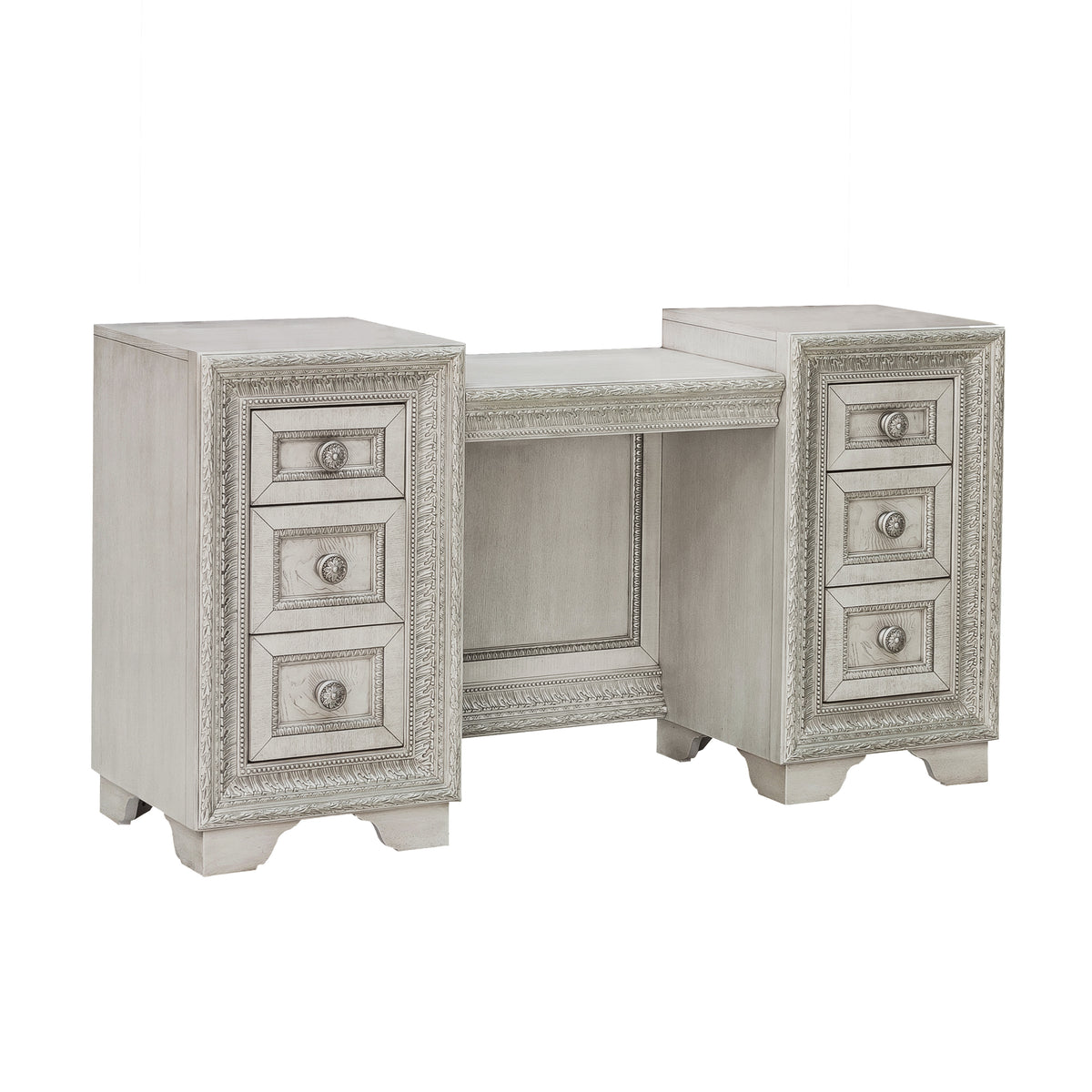 a white desk with drawers