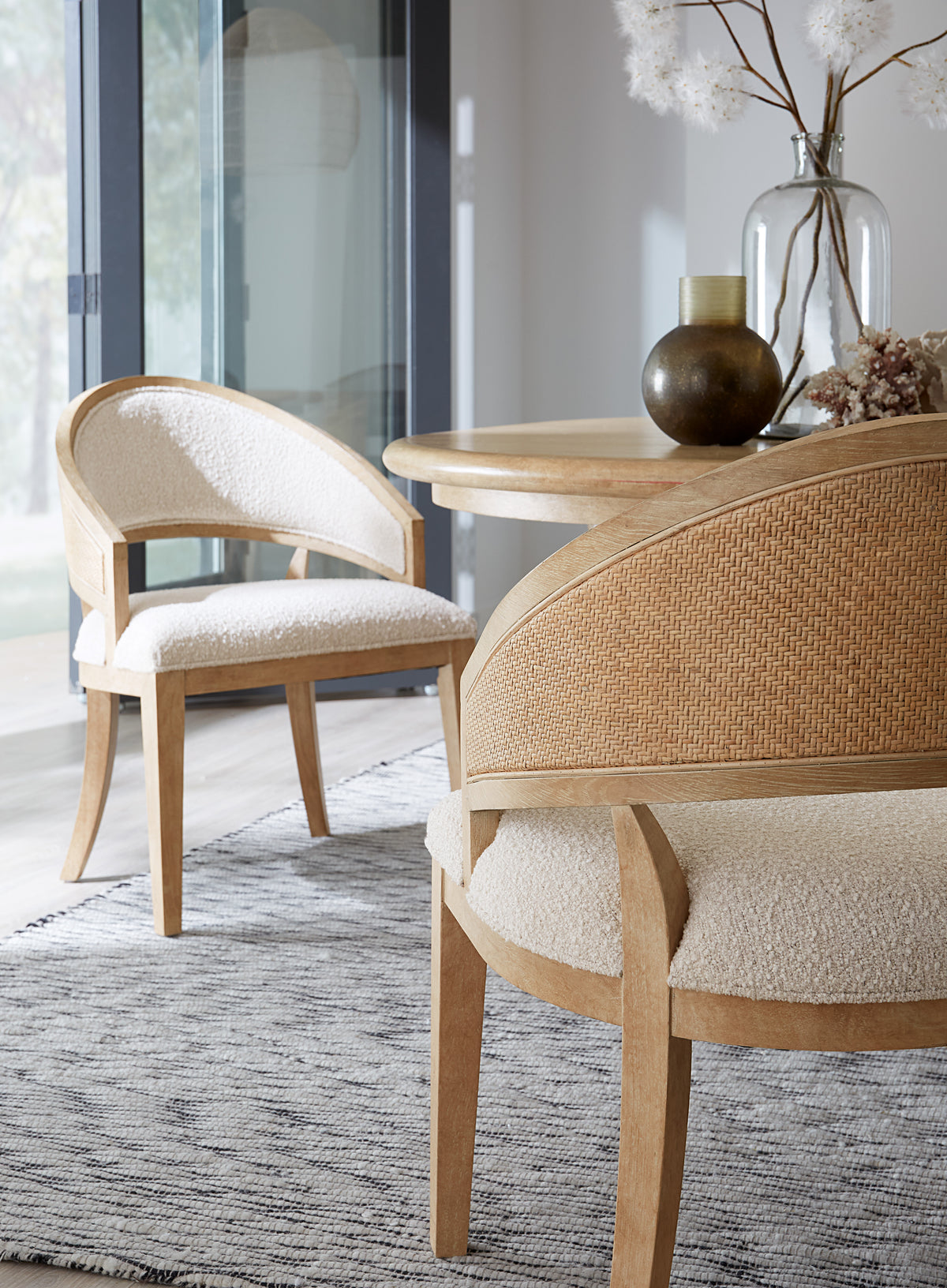 a chair next to a table
