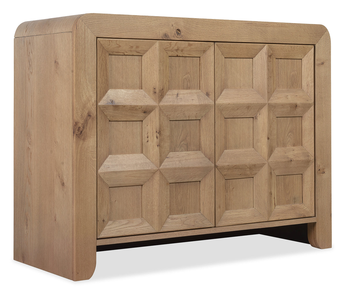 a wooden cabinet with a square design
