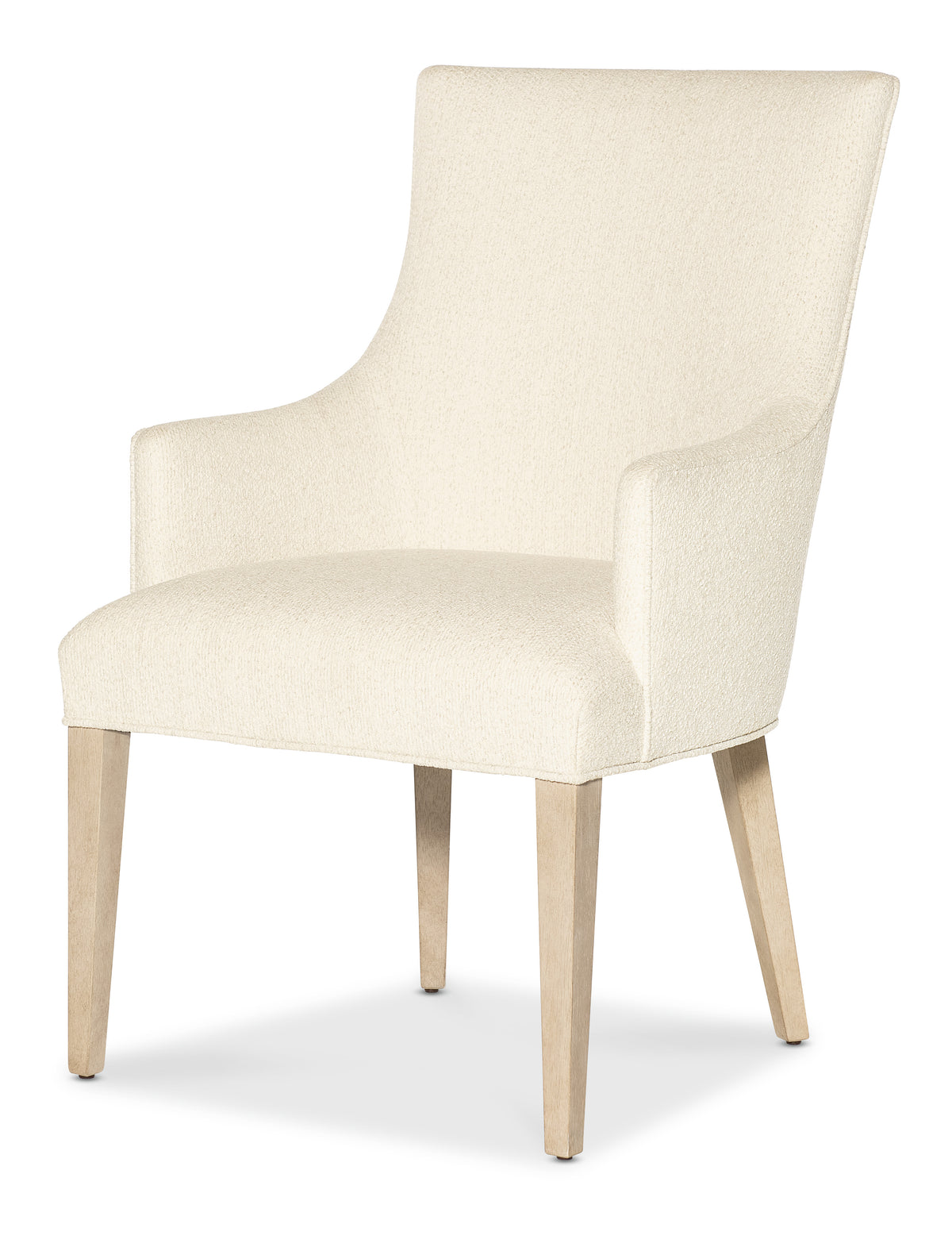 a white chair with wooden legs