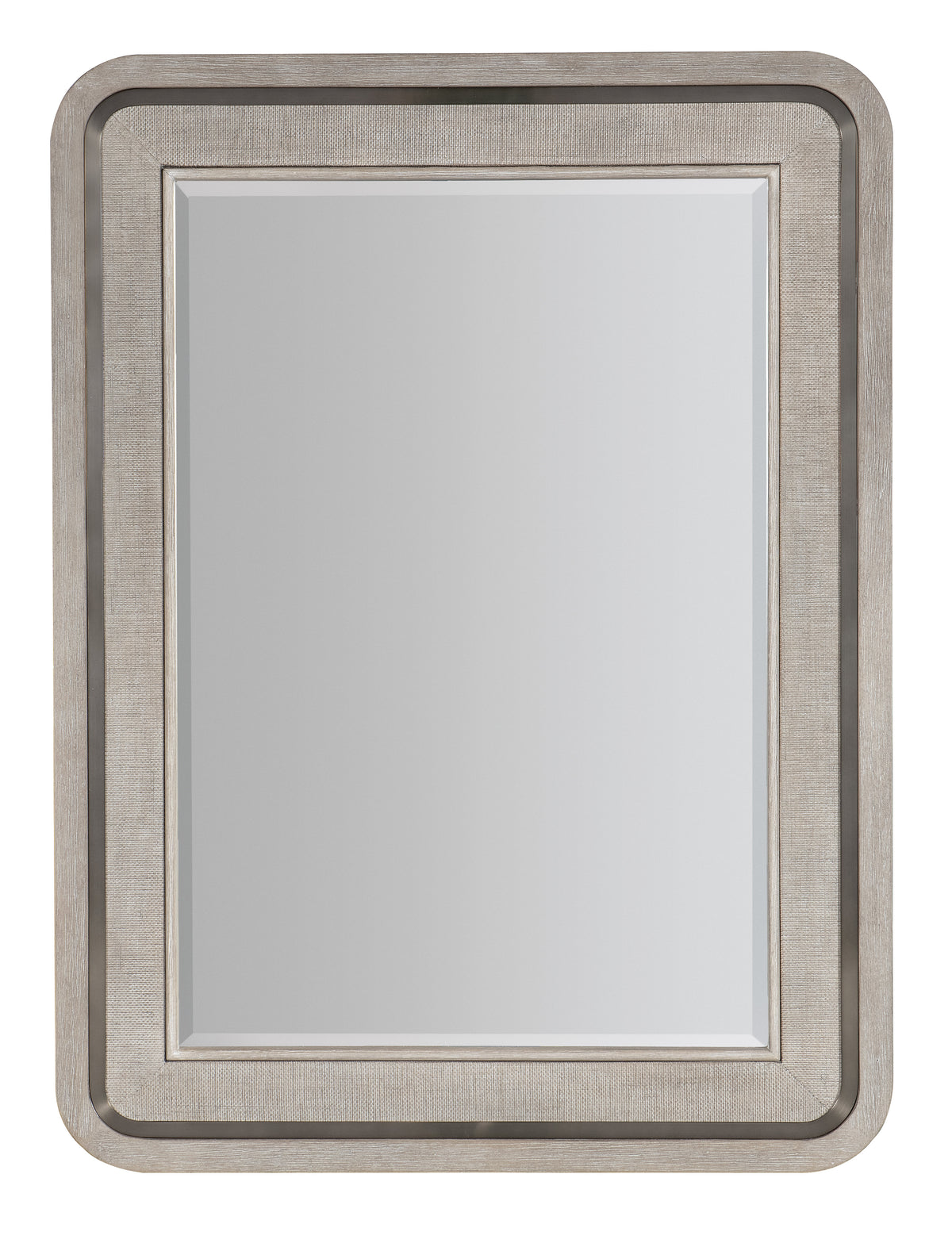 a rectangular mirror with a white frame