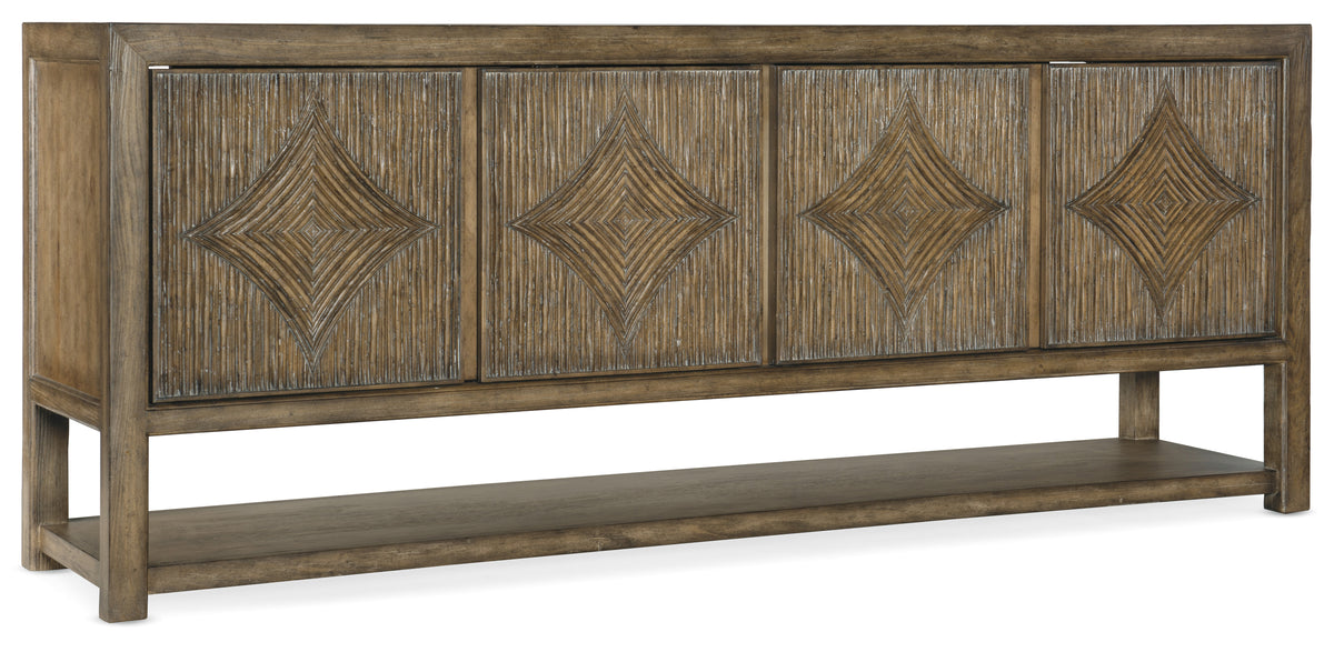 a wooden headboard with a shelf
