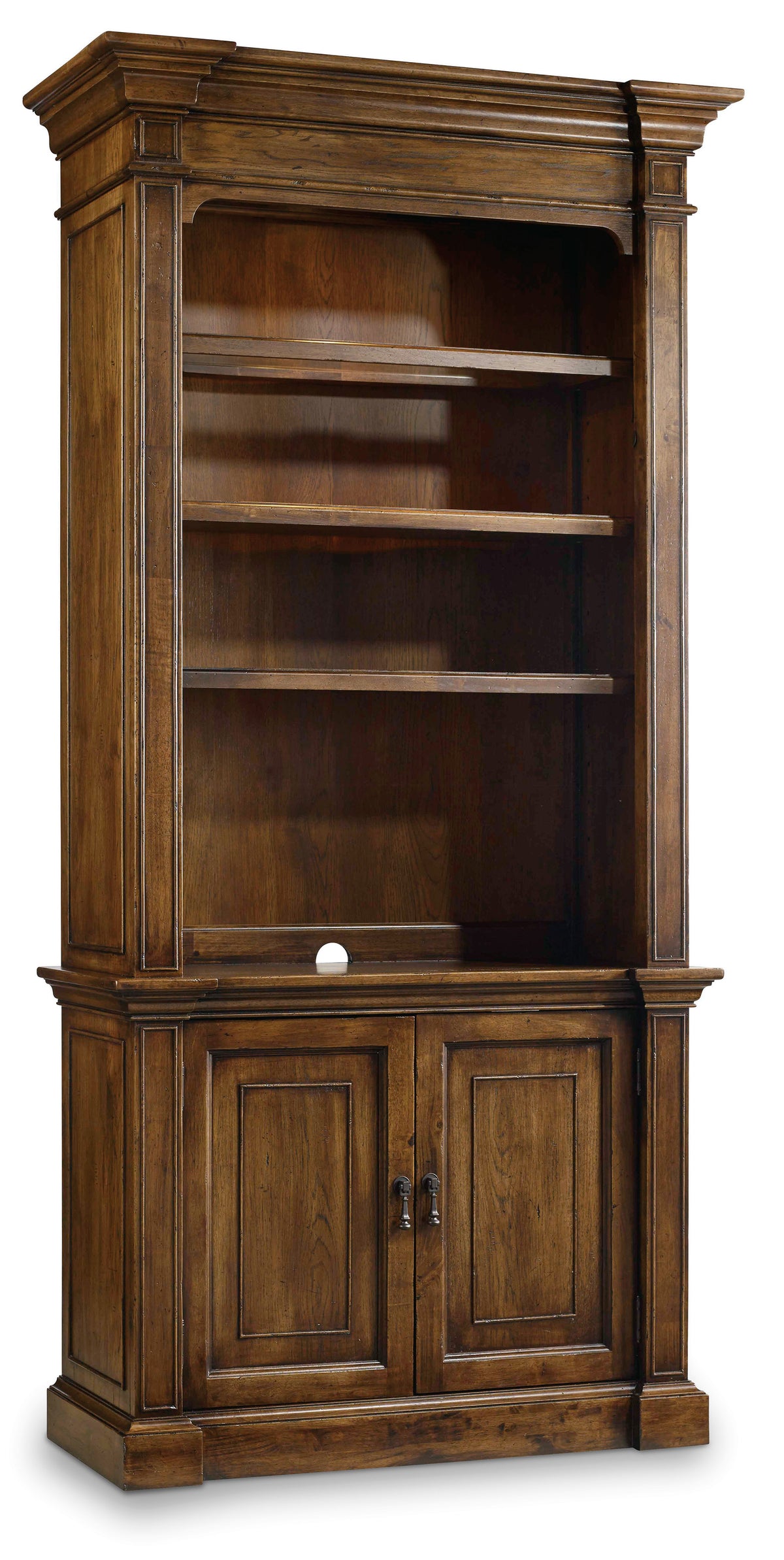 a wooden cabinet with shelves