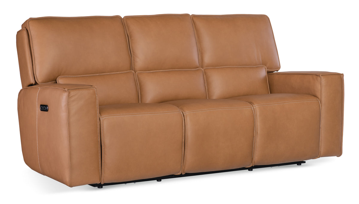 a brown leather couch with white background