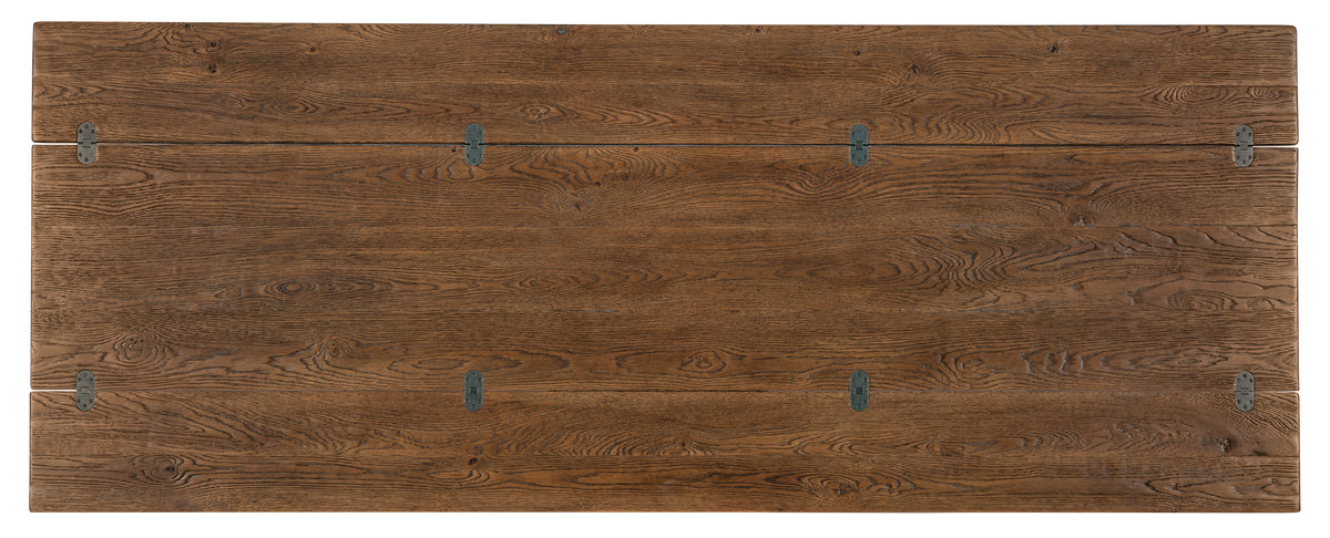 a wood board with metal hinges