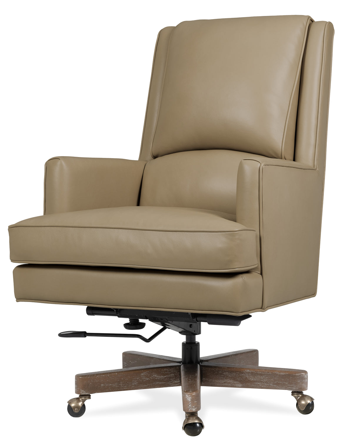 a tan leather office chair