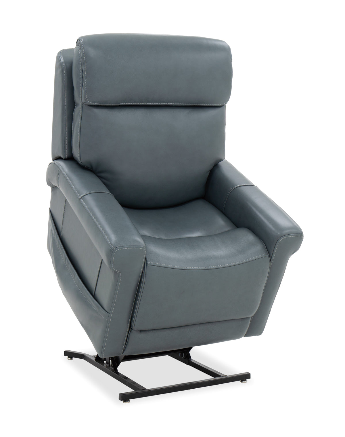 a grey recliner chair with a white background