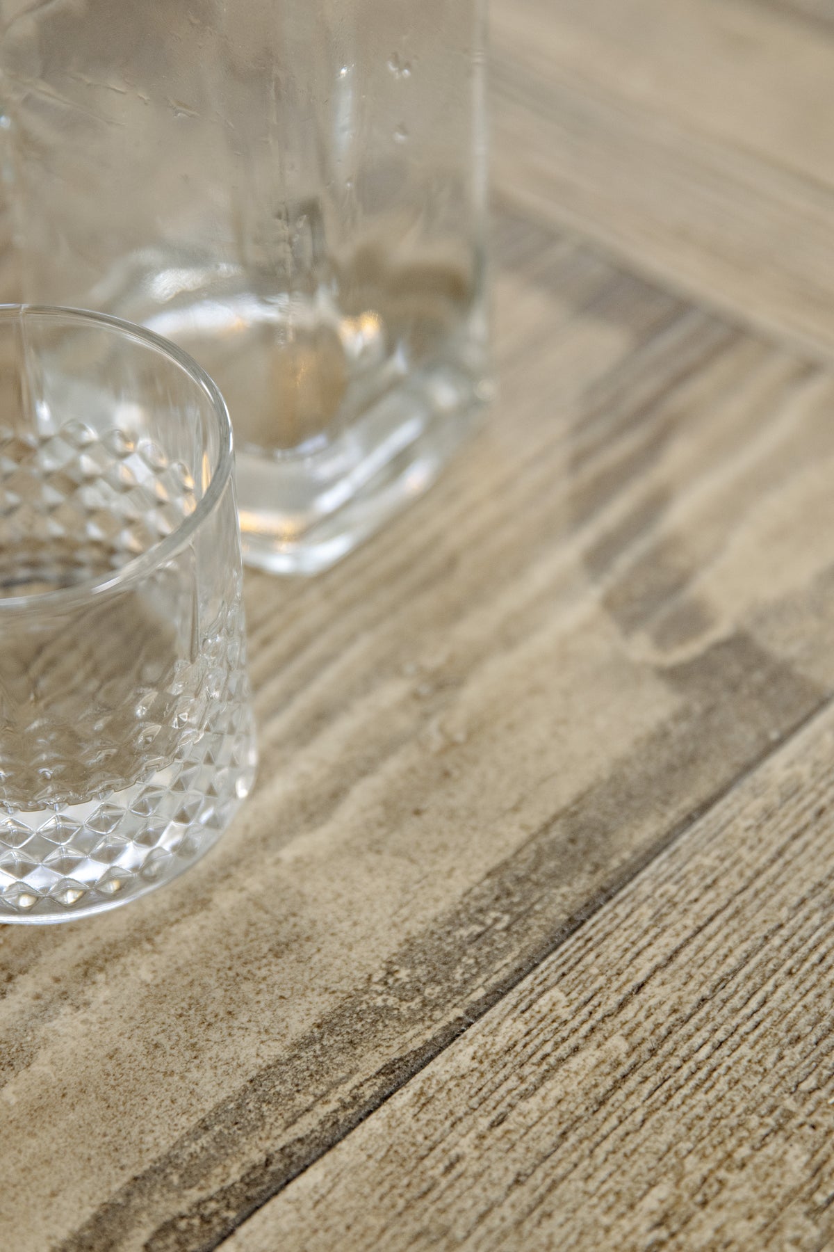 a glass and a glass on a table