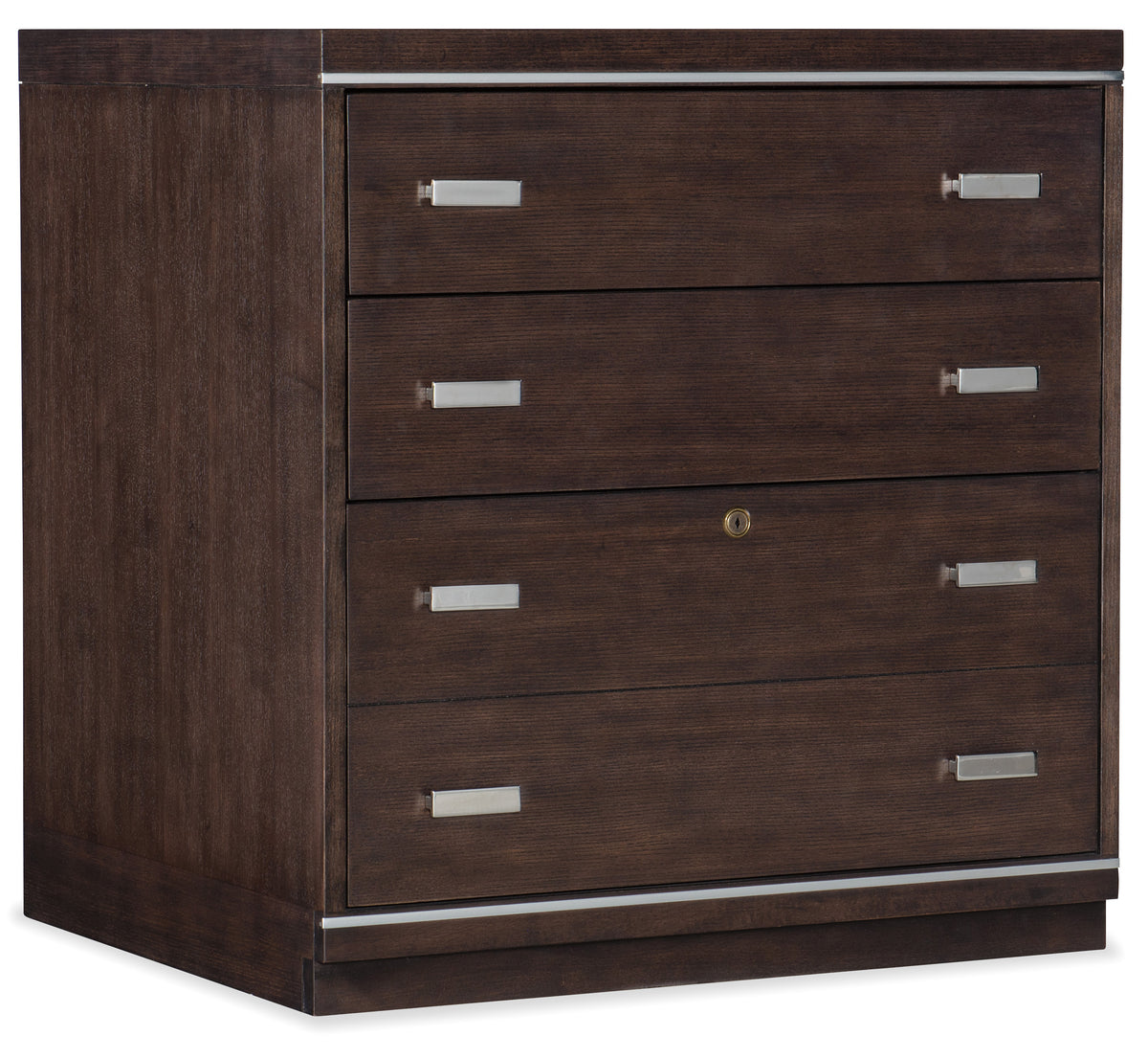 a brown wooden chest of drawers