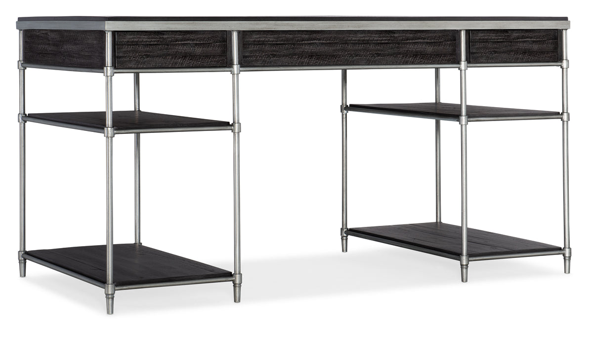 a black and silver desk