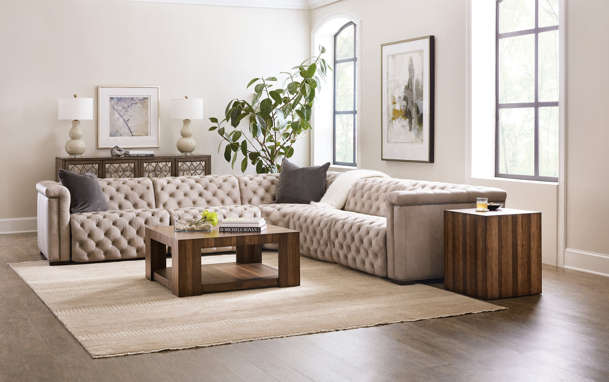 a living room with a couch and a coffee table