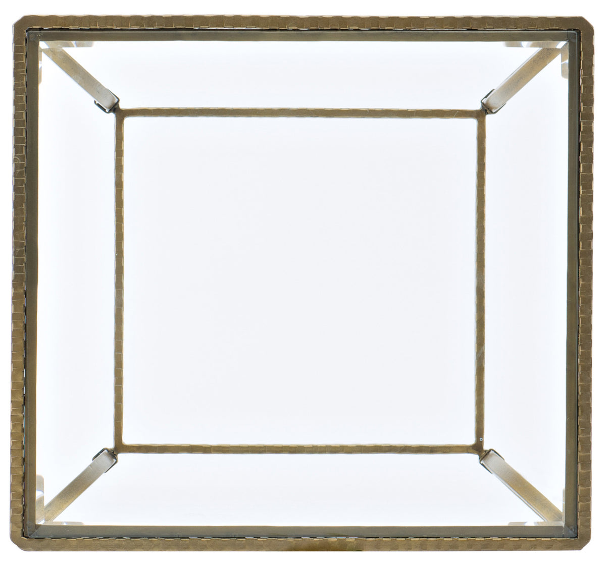 a square metal frame with a white background