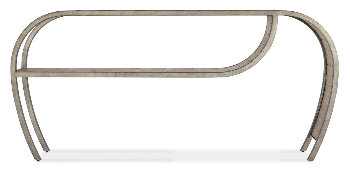 a concrete table with a curved edge